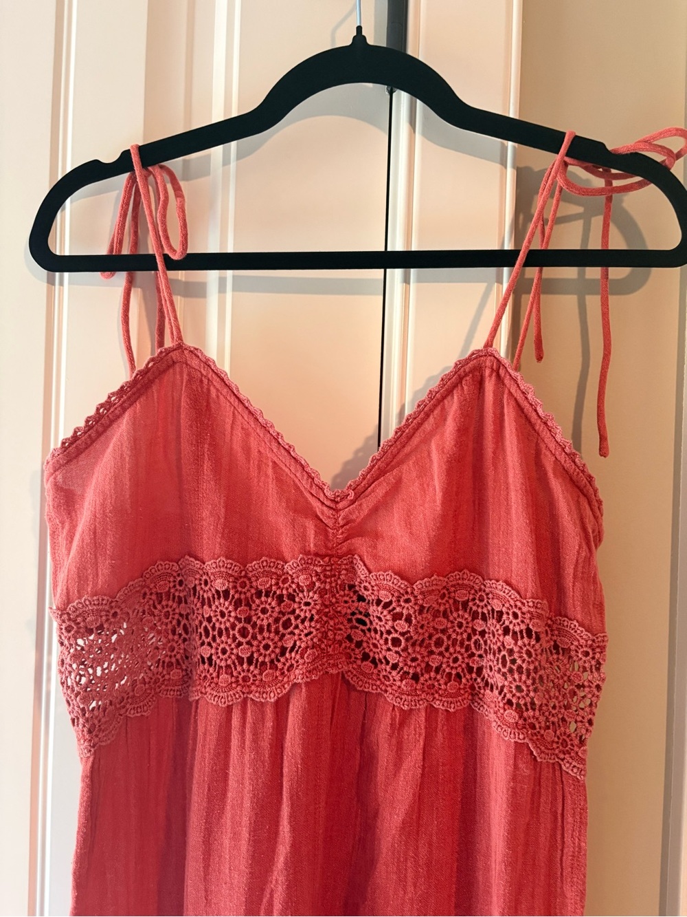 Urban Outfitters Women's Burnt Orange Lace-Trim Jumpsuit